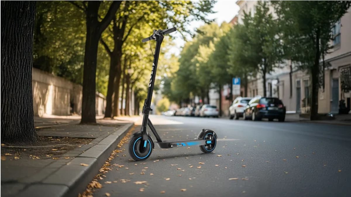 Skládací elektrokoloběžka AERIUM Maxride T500 připravená na jízdu městem