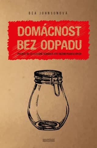 Kniha Domácnost bez odpadu položená na stole s nákupní síťovkou