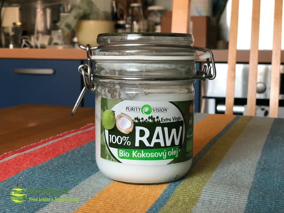 Purity Vision RAW kokosový olej v balení, testovaný produkt