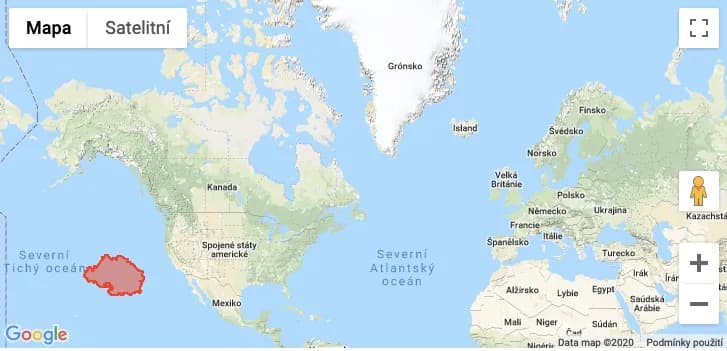 Velká tichomořská odpadková skvrna znázorněná na mapě oceánu