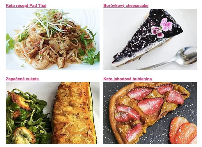 Ukázky keto receptů: Pad Thai, borůvkový cheesecake, zapečená cuketa a jahodová bublanina