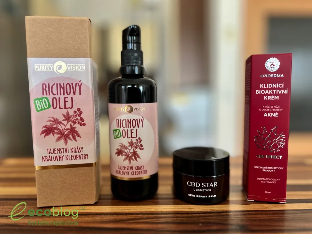 Část testovaných přípravků na jizvy: CBD Star Skin Repair Balm a Epiderma Bioaktivní krém