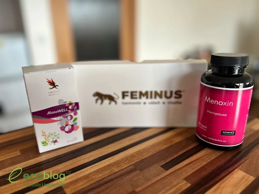 MenoWell, Feminus a Menoxin pohromadě na stole z mého testu