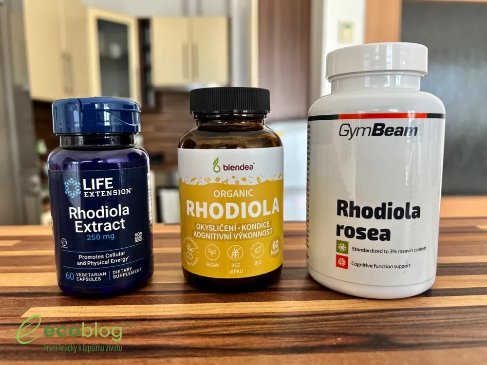Srovnání rozchodnice růžová: Life Extension, Blendea a GymBeam vedle sebe