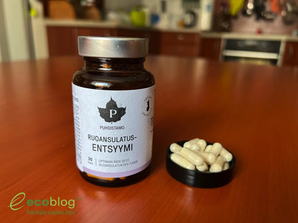 Puhdistamo Digestive Enzymes a vysypané kapsle