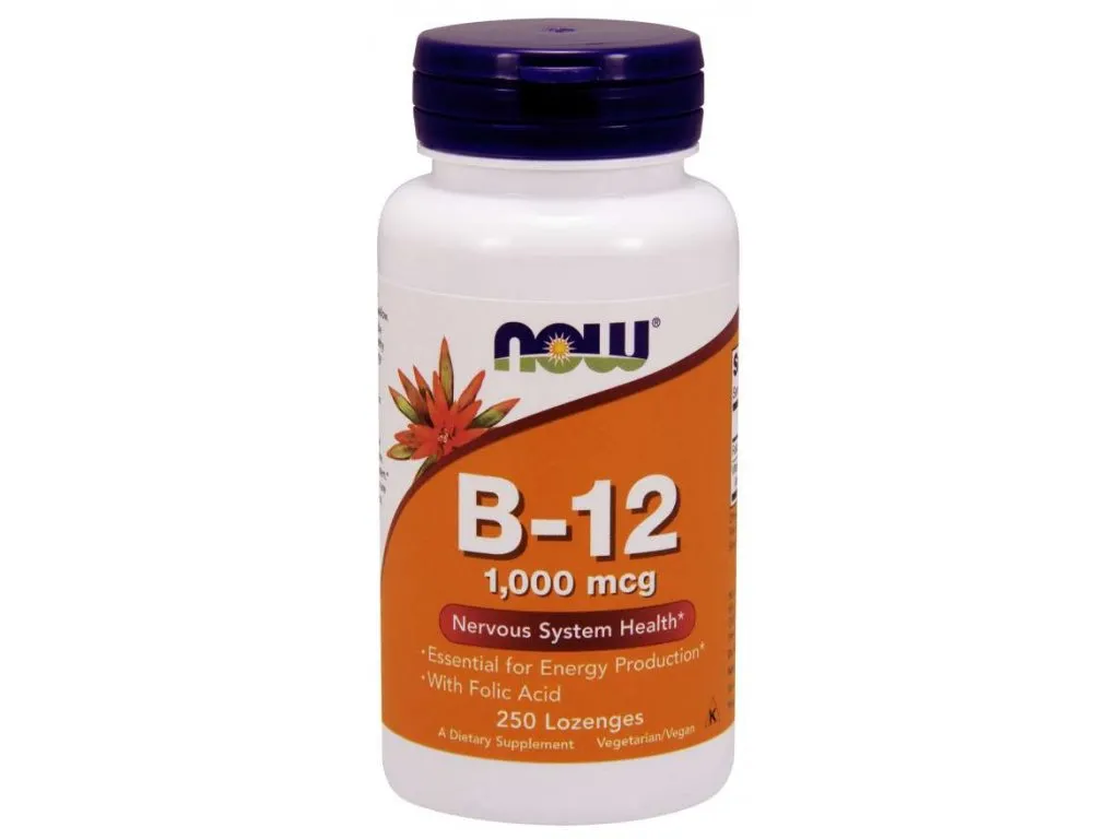 NOW B-12 1000 mcg s kyselinou listovou pastilky