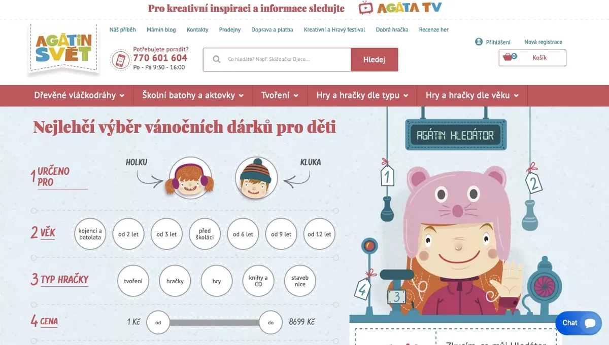 Agátin svět - hlavní strana e-shopu s kreativními hračkami pro děti