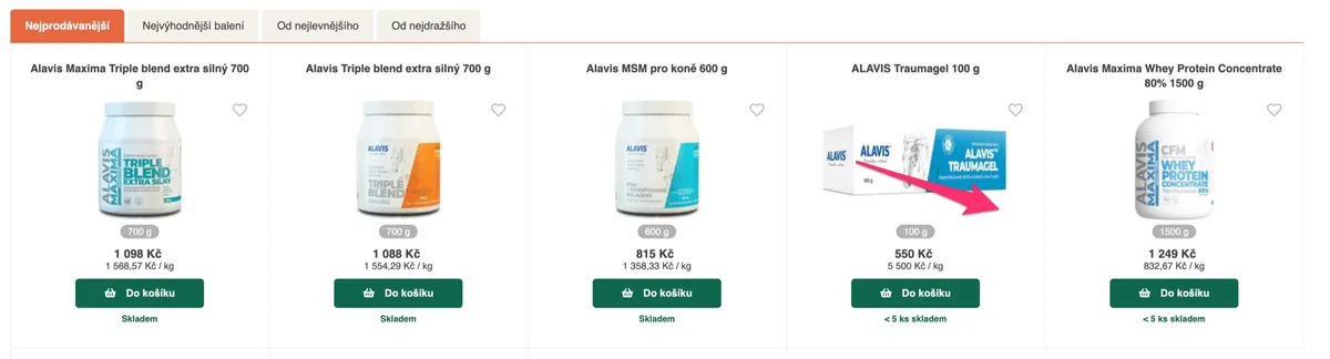 Balení kloubní výživy Alavis Triple Blend připravené k testování
