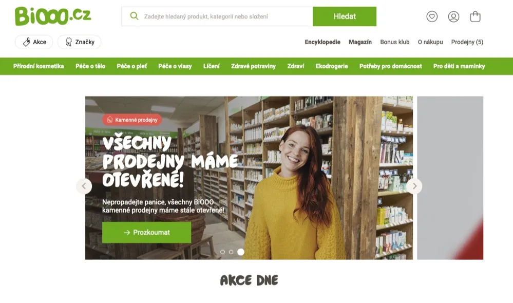 Eko e-shop Biooo.cz s nabídkou bio kosmetiky a biopotravin