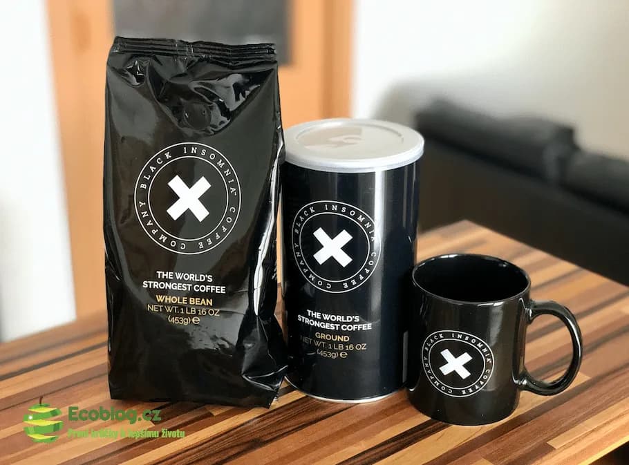 Dárkový set Black Insomnia Coffee se zrnkovou kávou, mletou kávou a hrnkem