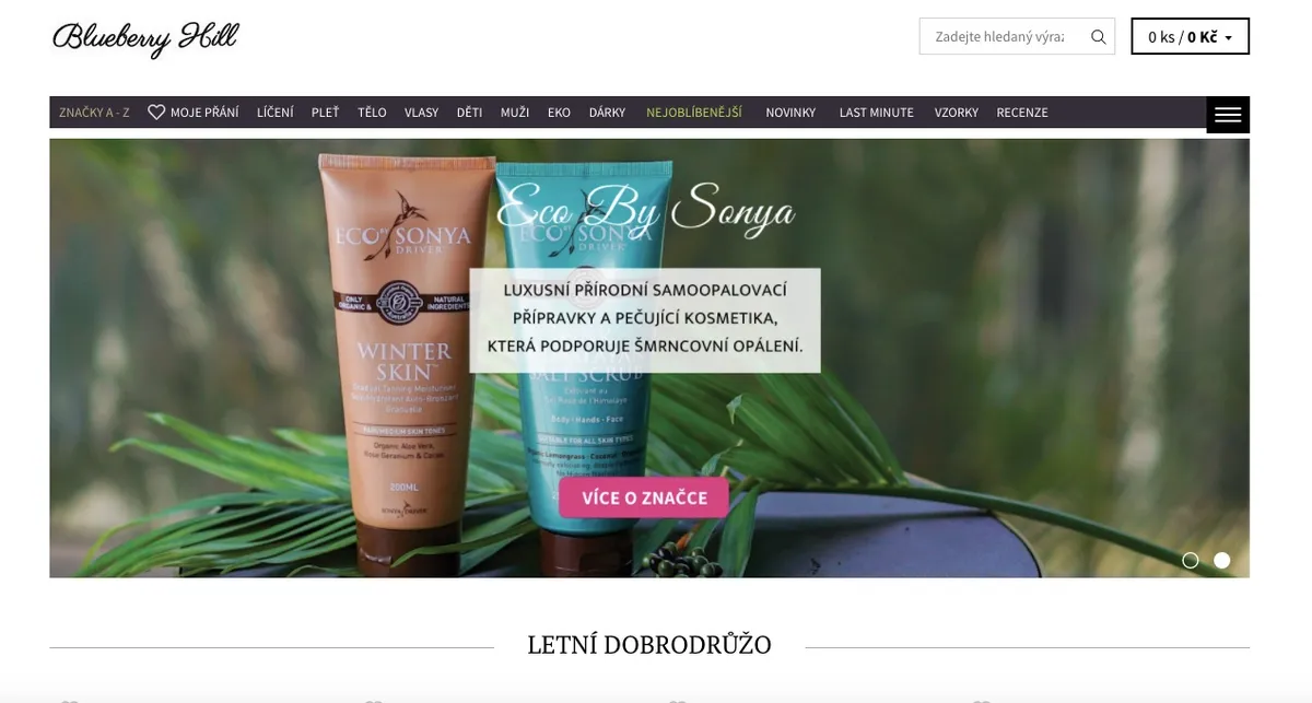 Testované produkty z prvního nákupu na e-shopu Blueberry Hill
