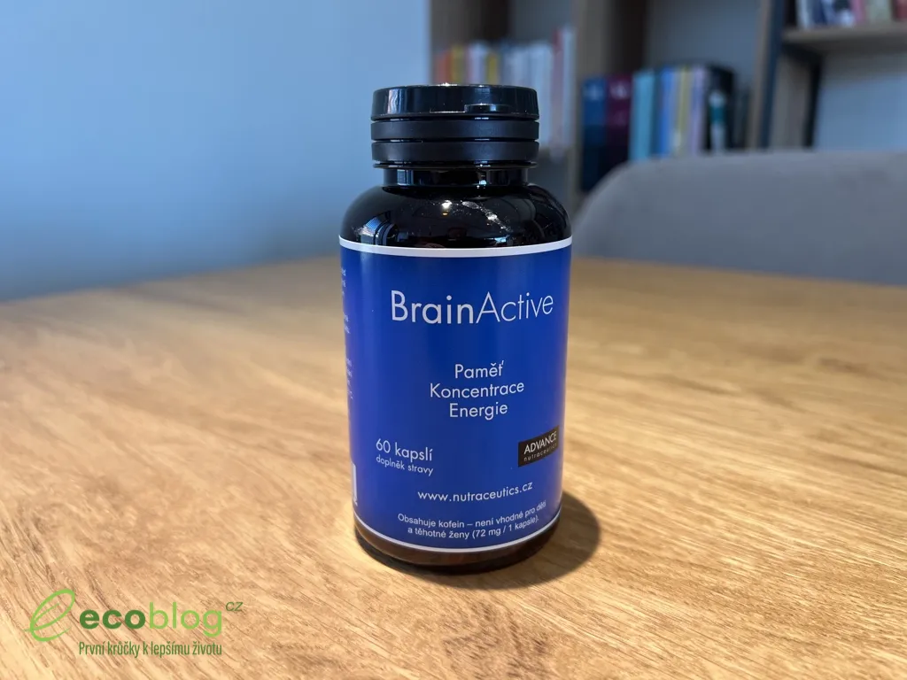 Balení doplňku BrainActive s kapslemi a popisem složení