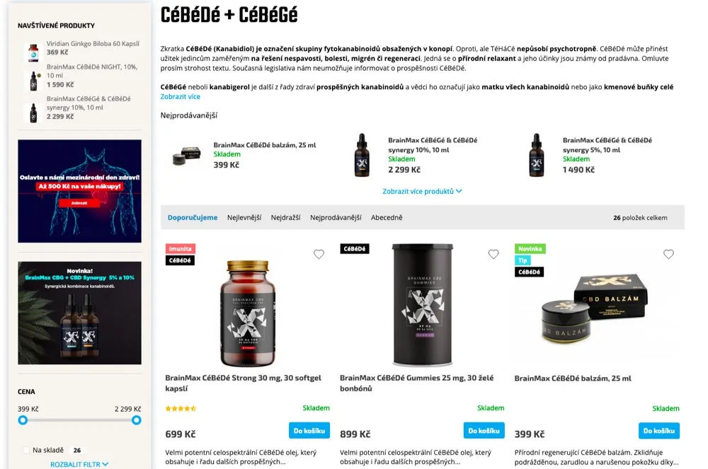 Detail kapátka BrainMax CBD olej Night při dávkování kapek