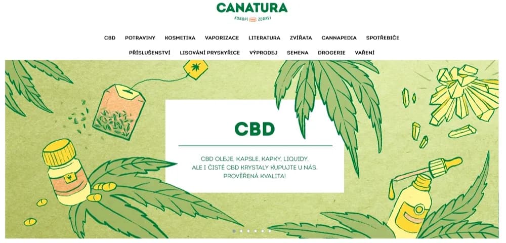 Hlavní strana e-shopu Canatura s nabídkou CBD produktů