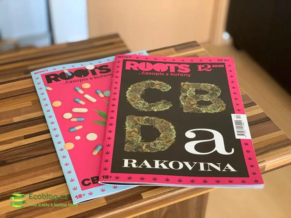 Krabice od Canatura s CBD olejem Enecta, dárkem a časopisem Roots
