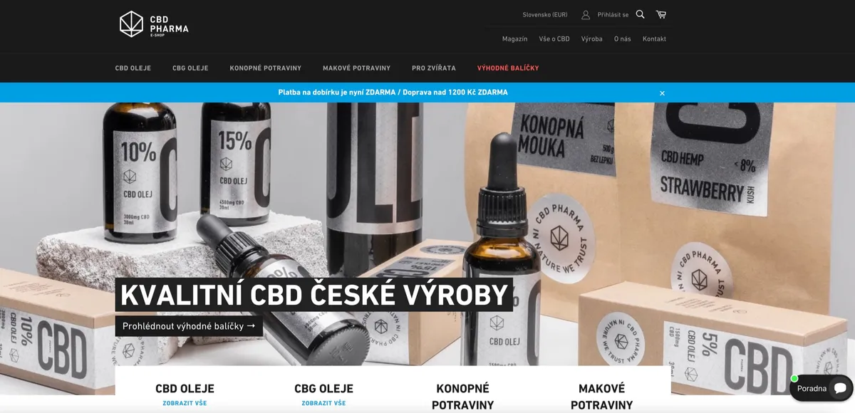 Balení CBD olejů a kávy od CBD Pharma po doručení