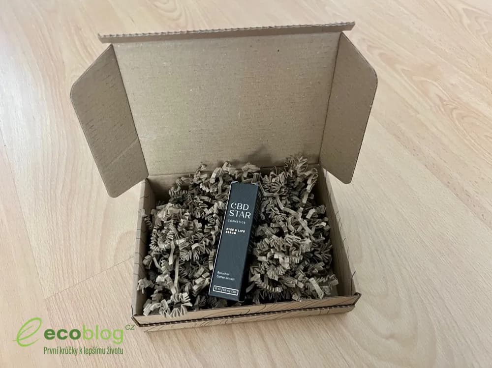 CBD Star Eyes & Lips Serum, ekologické balení zásilky s vlnkovým kartonem