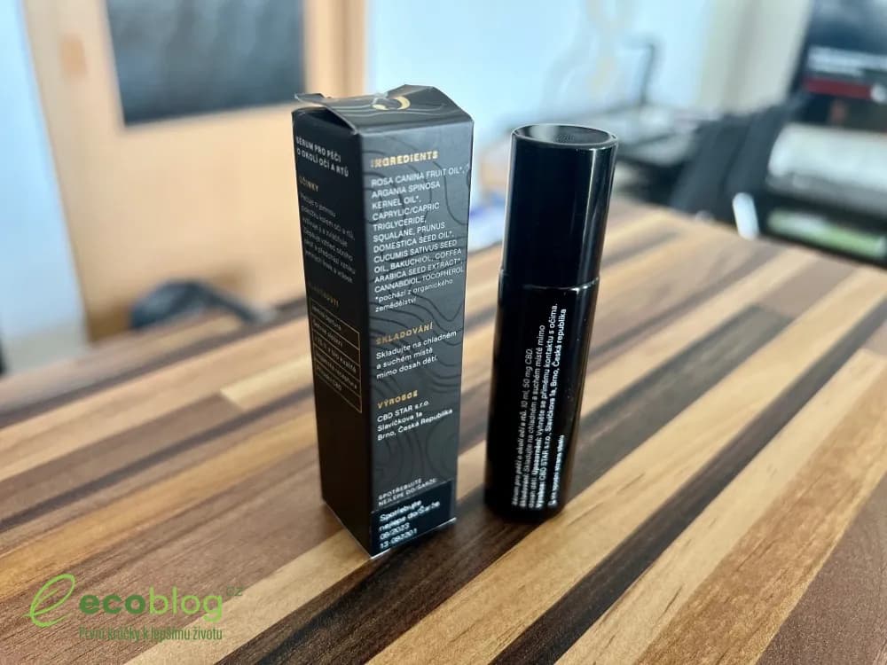 CBD Star Eyes & Lips Serum, aplikace kovovou kuličkou do okolí očí