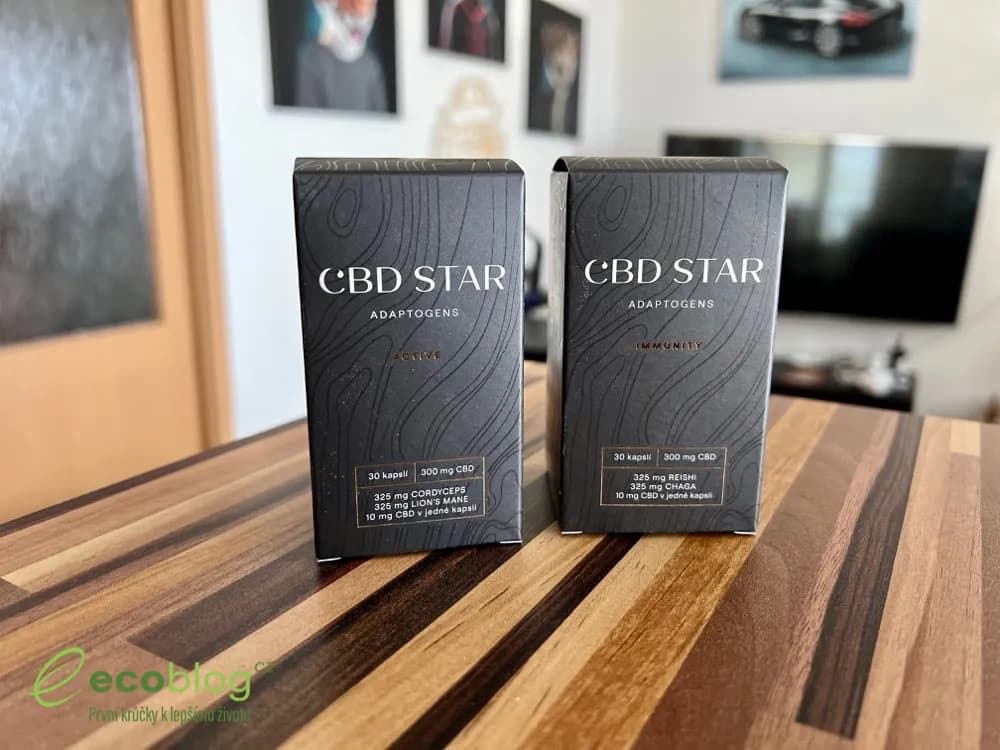 Kapsle CBD Star s medicinálními houbami zblízka