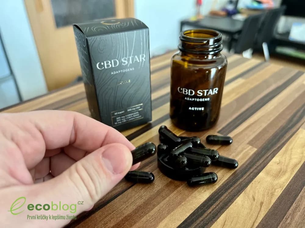 Balení CBD Star Active Adaptogens s informacemi o složení