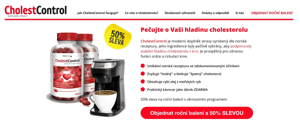 Balení doplňku stravy CholestControl na podporu normální hladiny cholesterolu