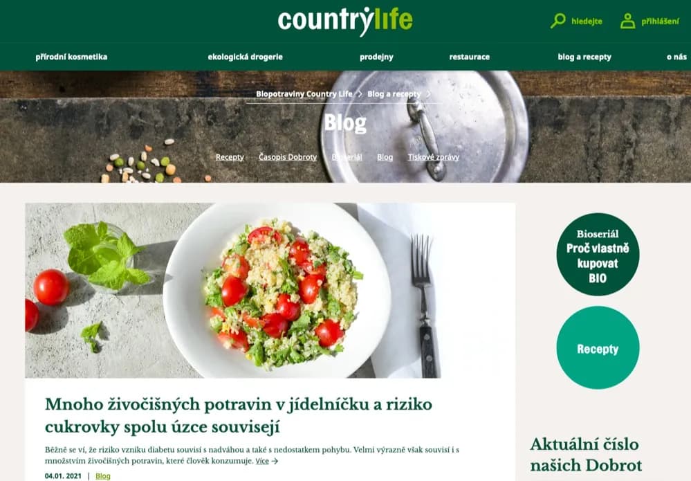 Recepty na webu Country Life