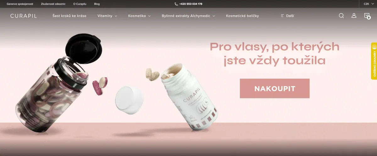 E-shop Curapil s nabídkou vitamínů a přírodní kosmetiky