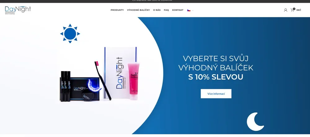 Day Night set na bělení zubů rozbalený na stole