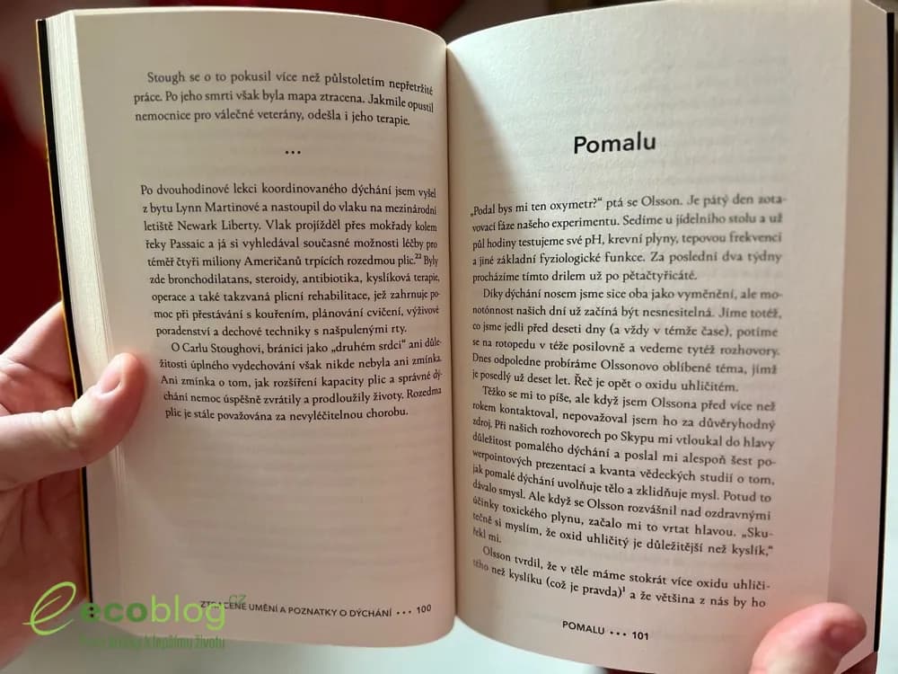 Tři části knihy Dech od Jamese Nestora a dechová cvičení