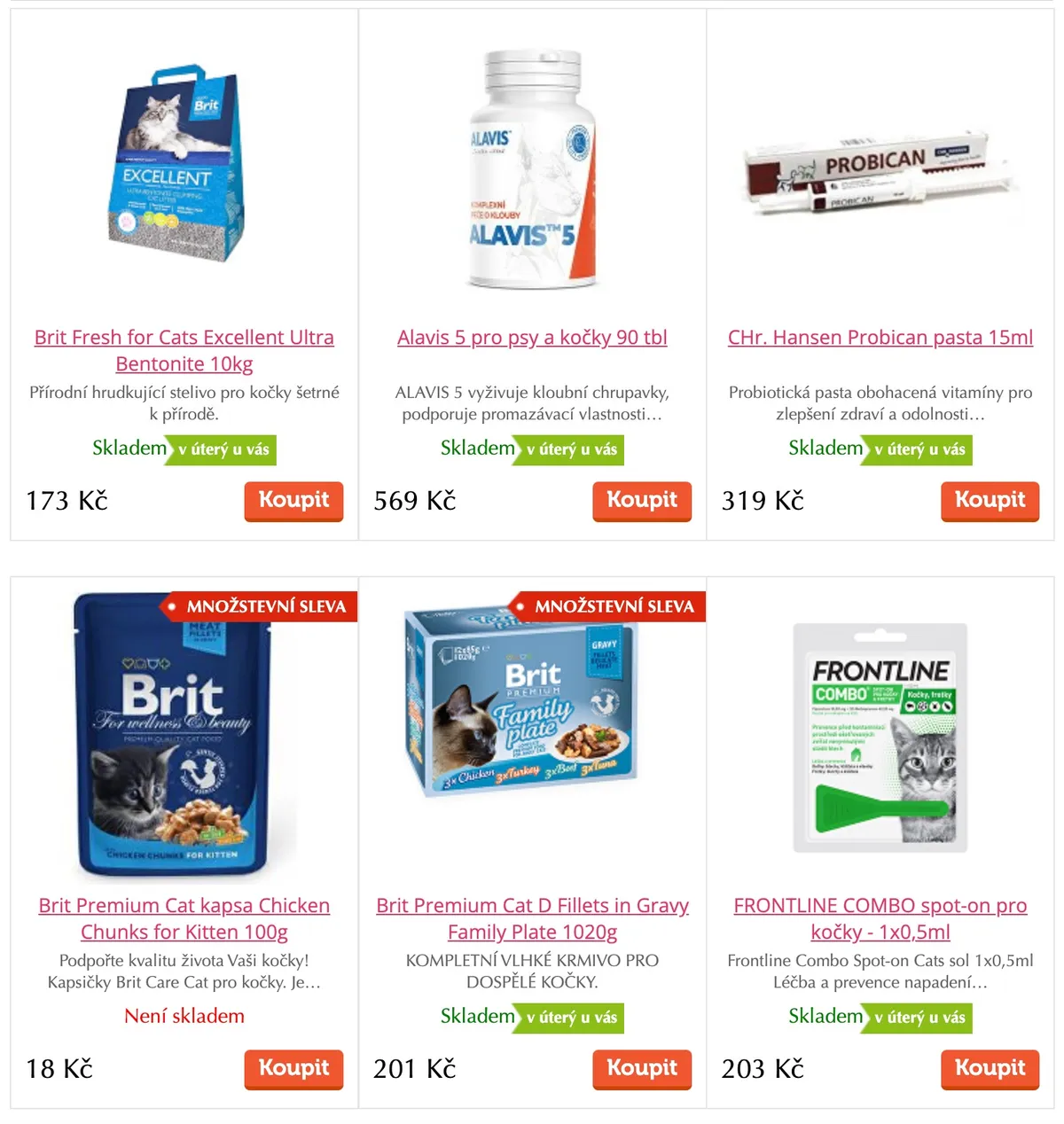 Homepage e-shopu Dobrá miska s kategoriemi pro psy, kočky a další zvířata