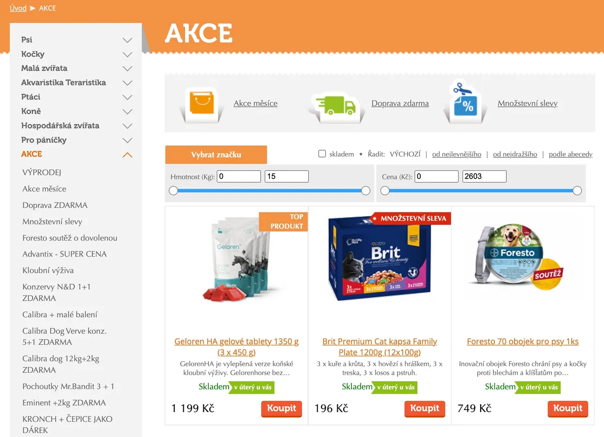 Sekce akce a slevy na e-shopu Dobrá miska