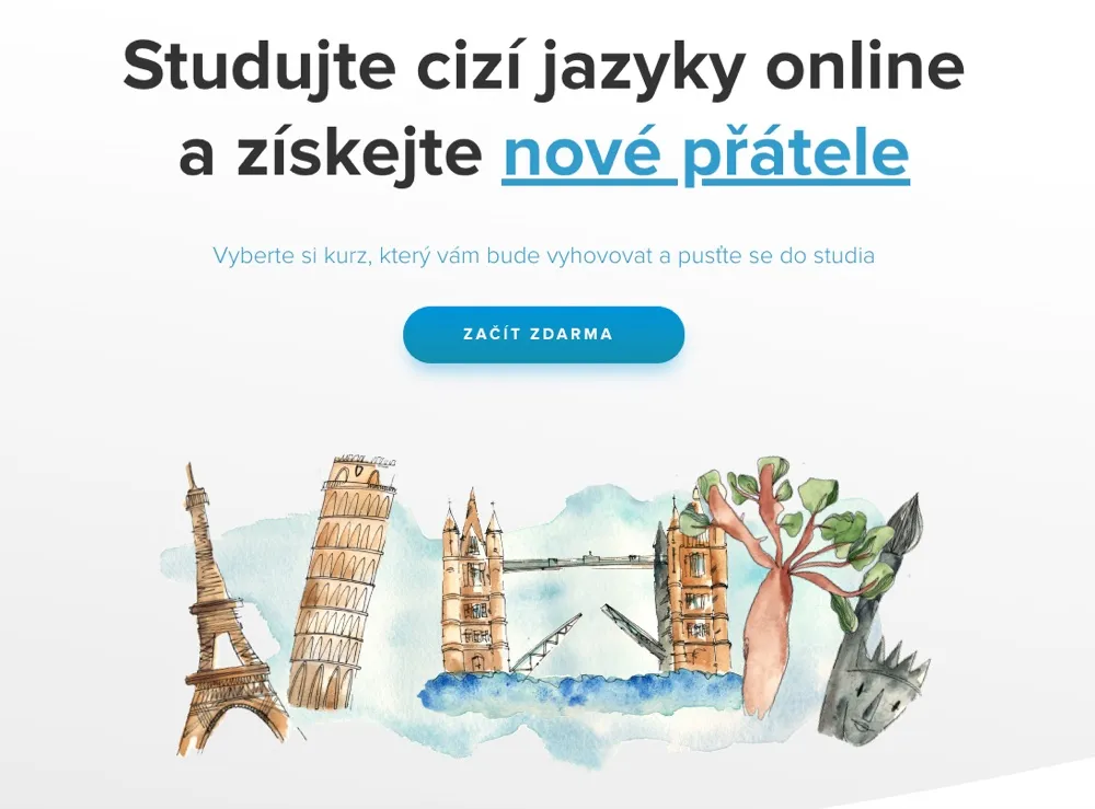 Úvodní obrazovka online kurzu EasyLingo s nabídkou jazyků