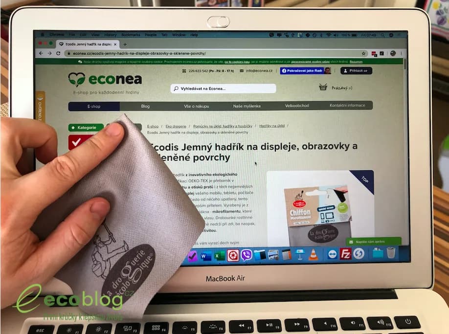 Ecodis hadřík na displeje, ekologické balení a použití v domácnosti