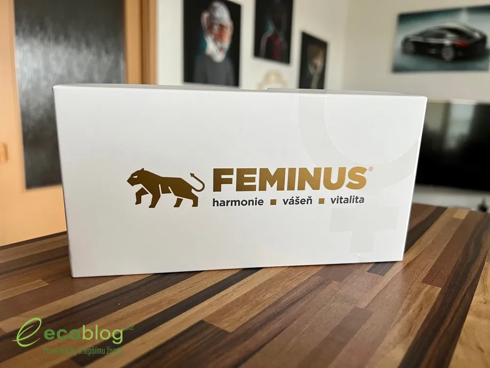 Krabička doplňku Feminus a obsah balení s tabletami