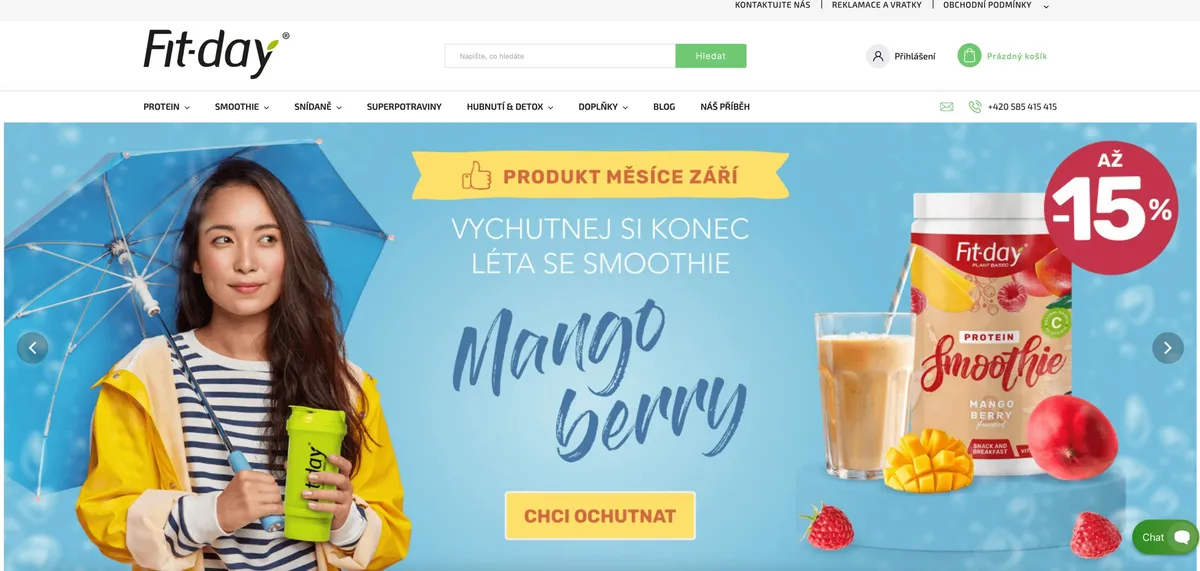 Rozbalená objednávka rostlinných proteinů Fit-day z testu