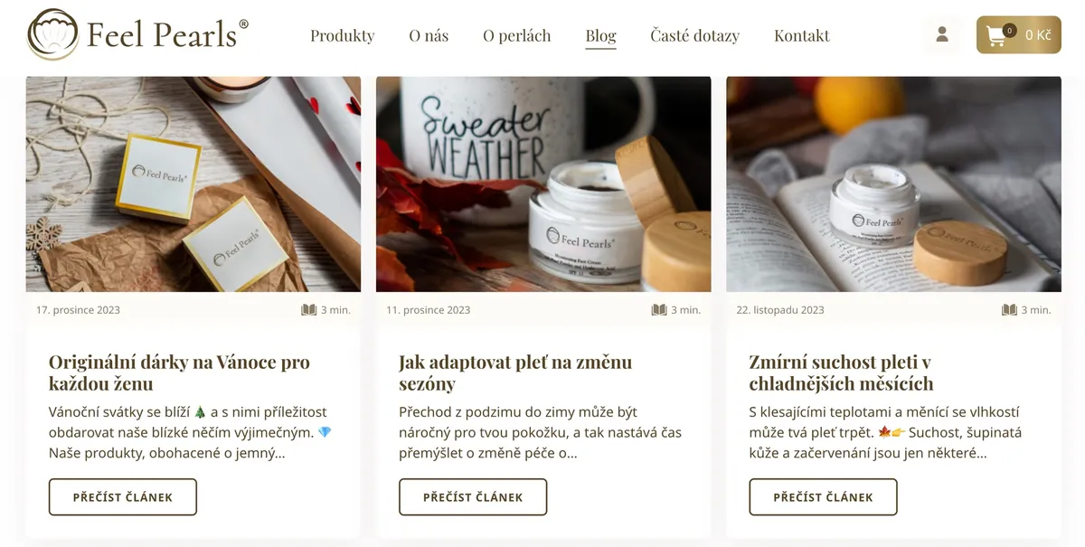 Pleťový krém Feel Pearls s perlovým práškem připravený k testu