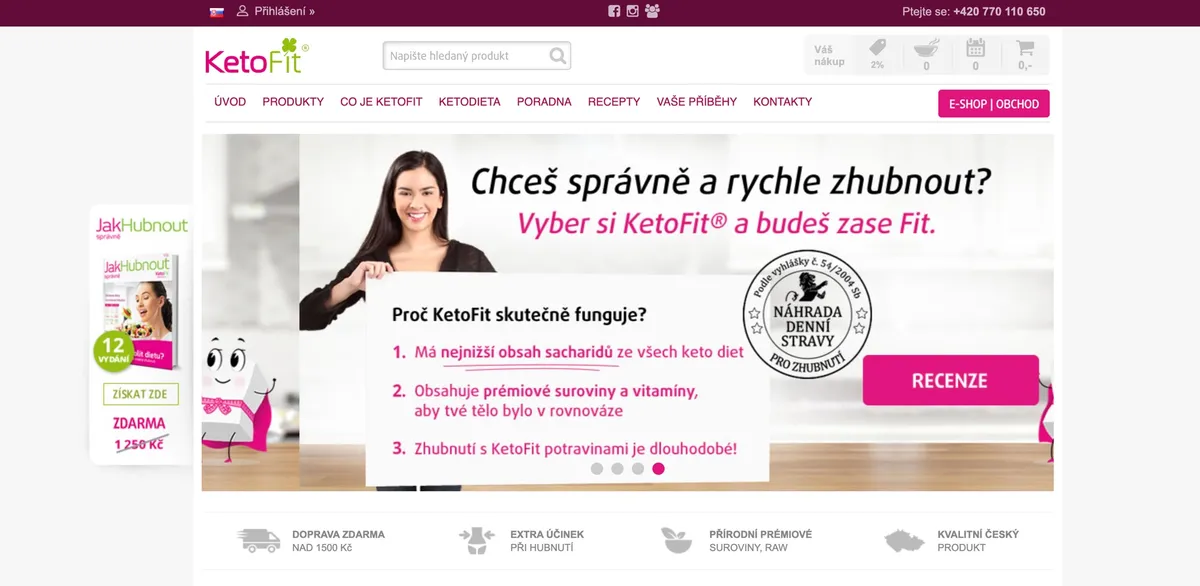 Rozbalený zkušební balíček KetoFit s jednotlivými sáčky jídel