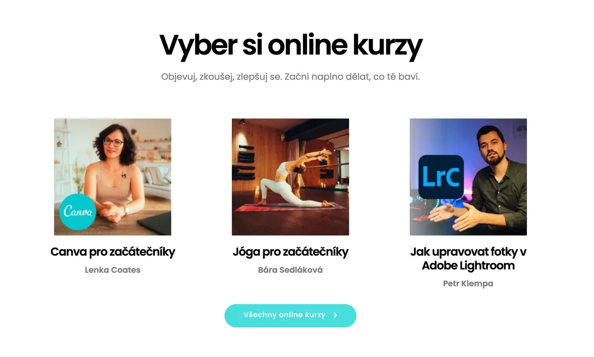Přehled nabídky online kurzů na platformě Kurzeo