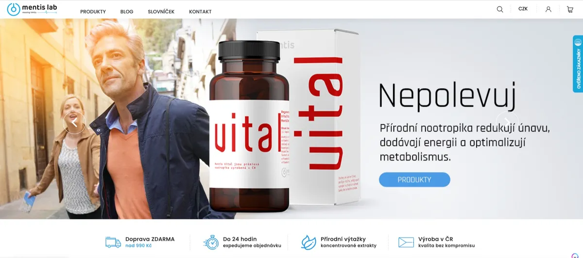 E-shop Mentis Lab s nabídkou nootropik a doplňků stravy