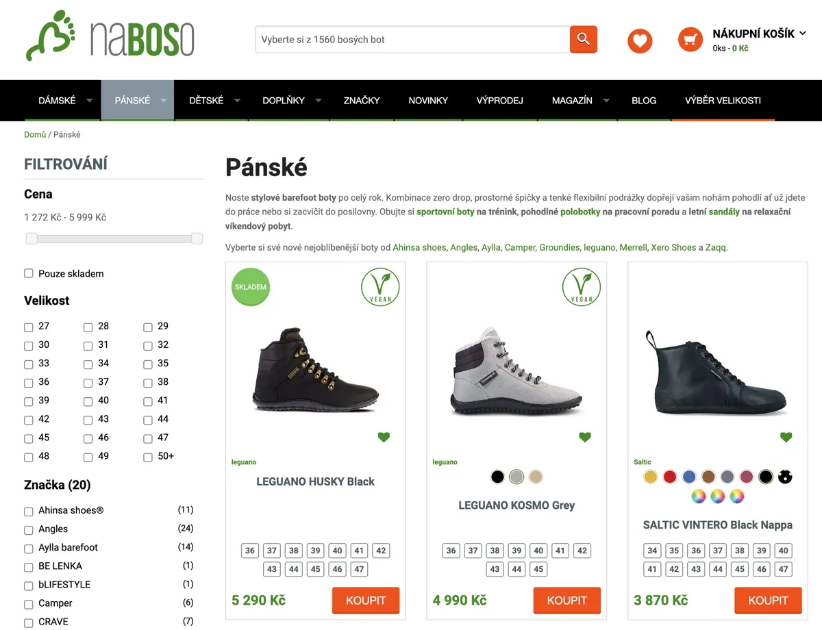 Barefoot boty Leguano z e-shopu naBOSo rozbalené po doručení