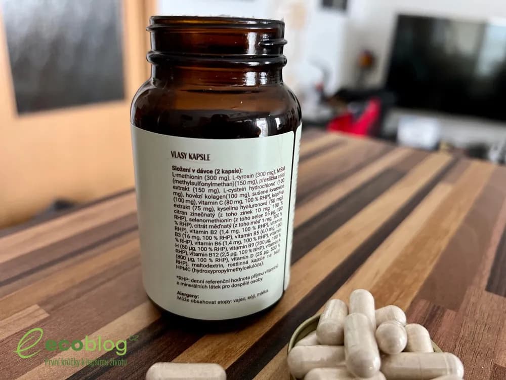 Detail kapslí NaturalProtein Krásné vlasy se složením na podporu vlasů