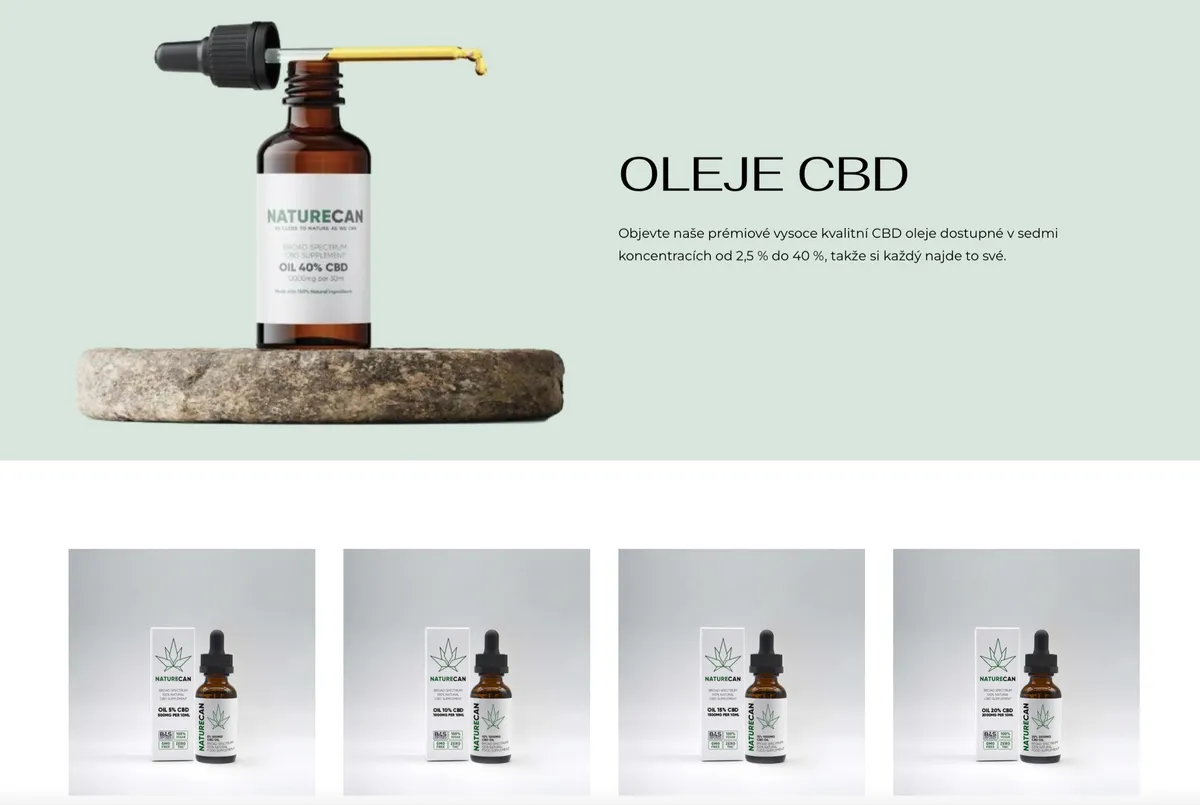 CBD oleje Naturecan rozbalené po doručení objednávky