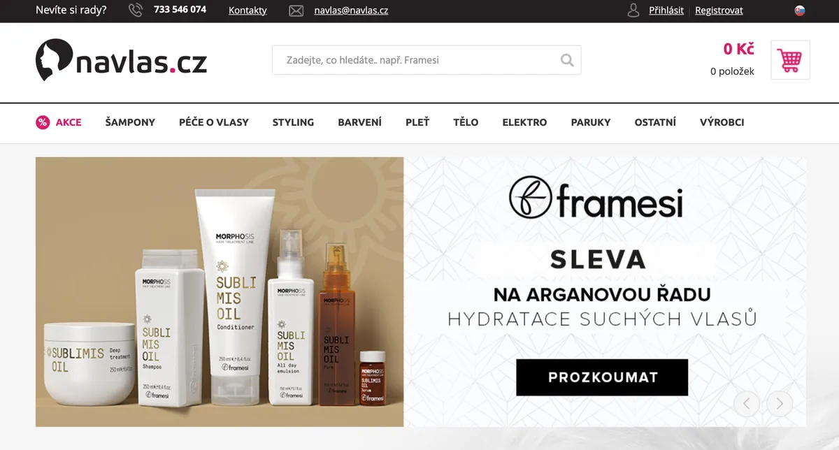 E-shop Navlas s nabídkou přírodní vlasové kosmetiky a barev na vlasy