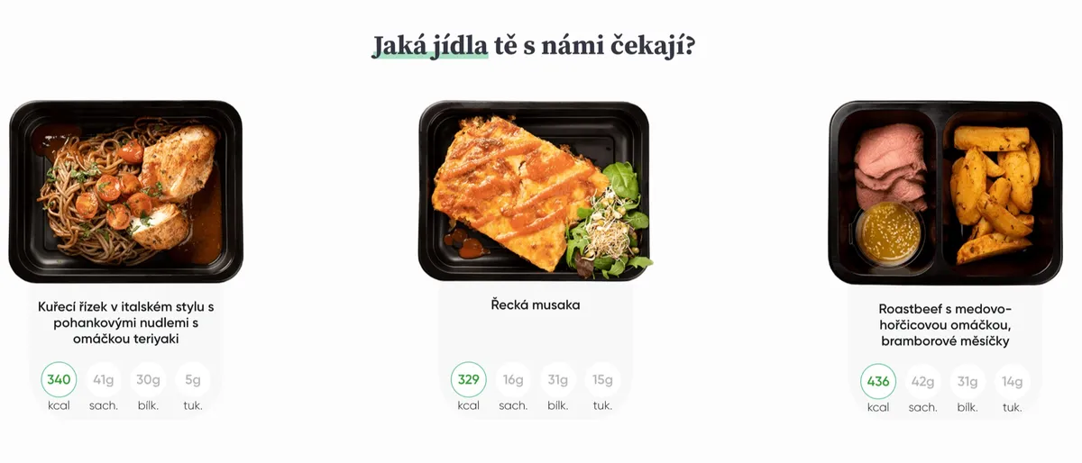 Ukázka jídel z krabičkové diety NutritionPro na talíři