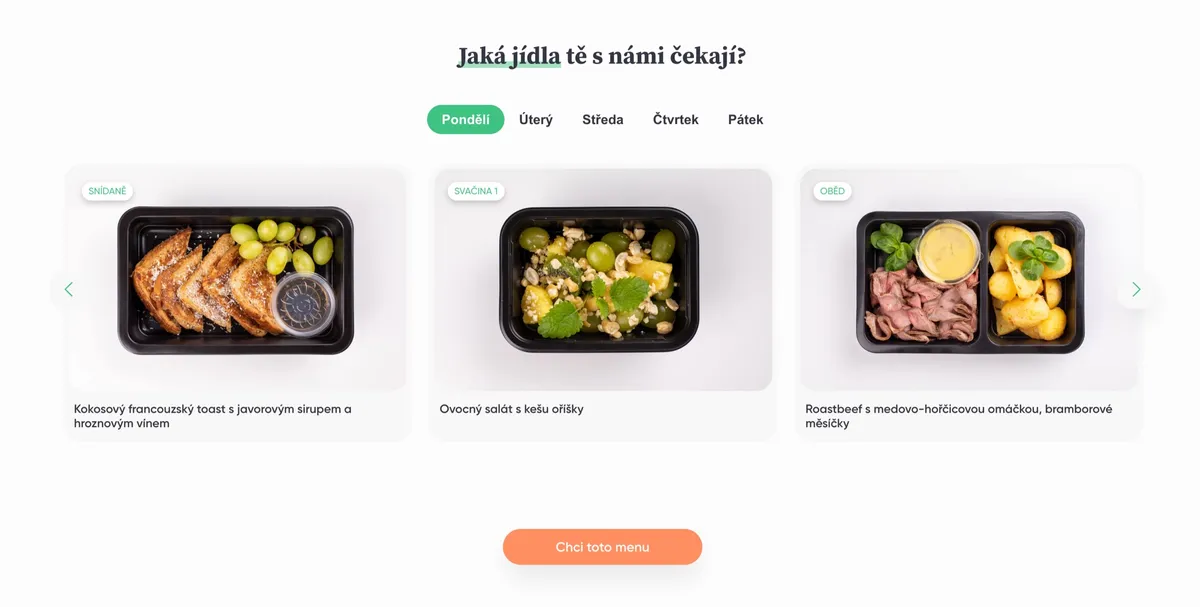 Hotová jídla z krabičkové diety NutritionPro připravená k jídlu