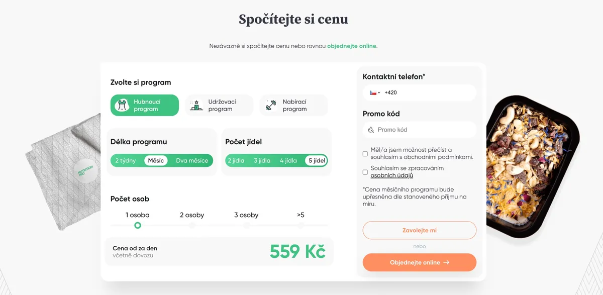 Přehled cen krabičkové diety NutritionPro podle programu