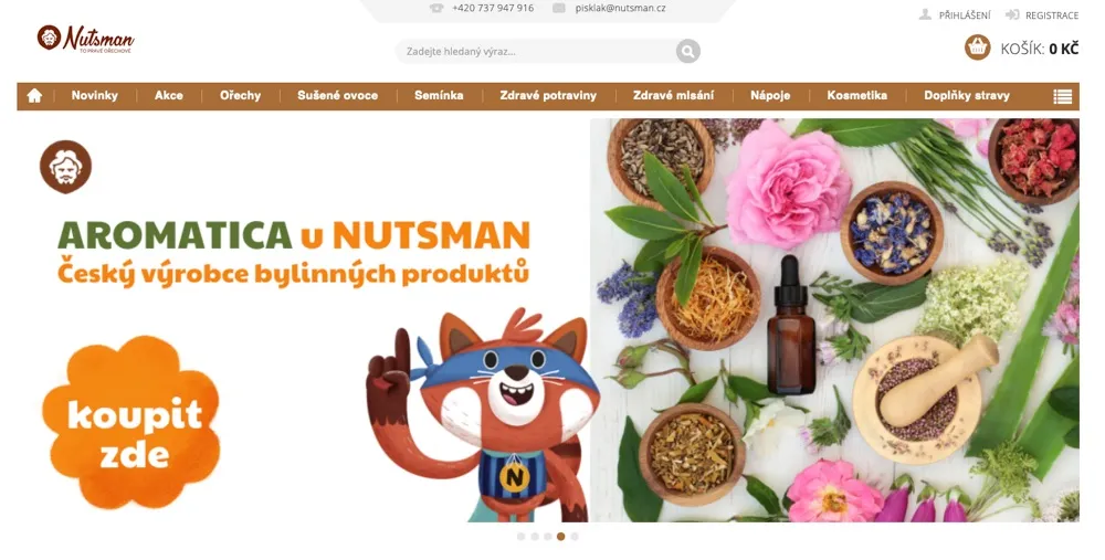 Produkty z e-shopu Nutsman připravené k testu: ořechy, sušené ovoce a zdravé mlsání