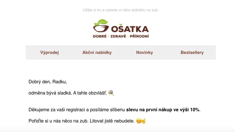Přehled kategorií a produktů zdravé výživy na e-shopu Ošatka