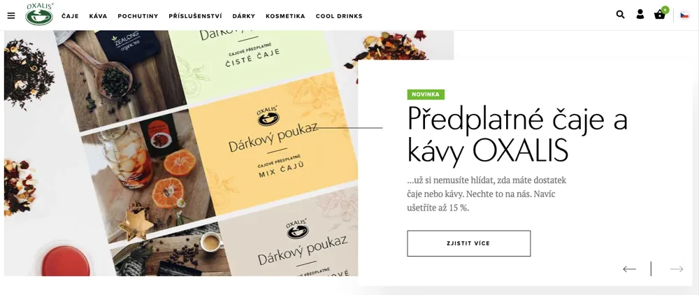 Čaje a zrnková káva z e-shopu Oxalis připravené k testu a recenzi