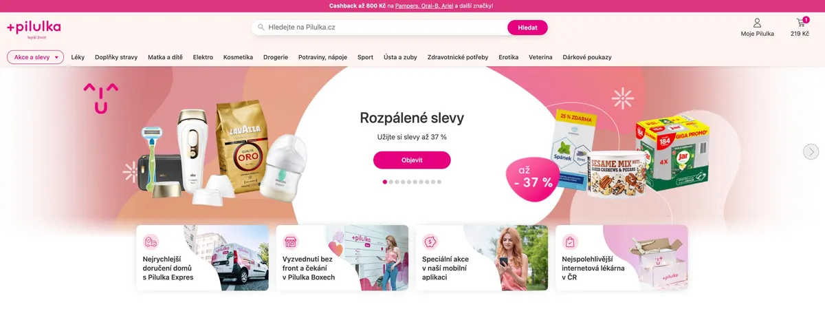 Balíček s doplňky stravy Pilulka Selection po doručení z e-shopu Pilulka.cz